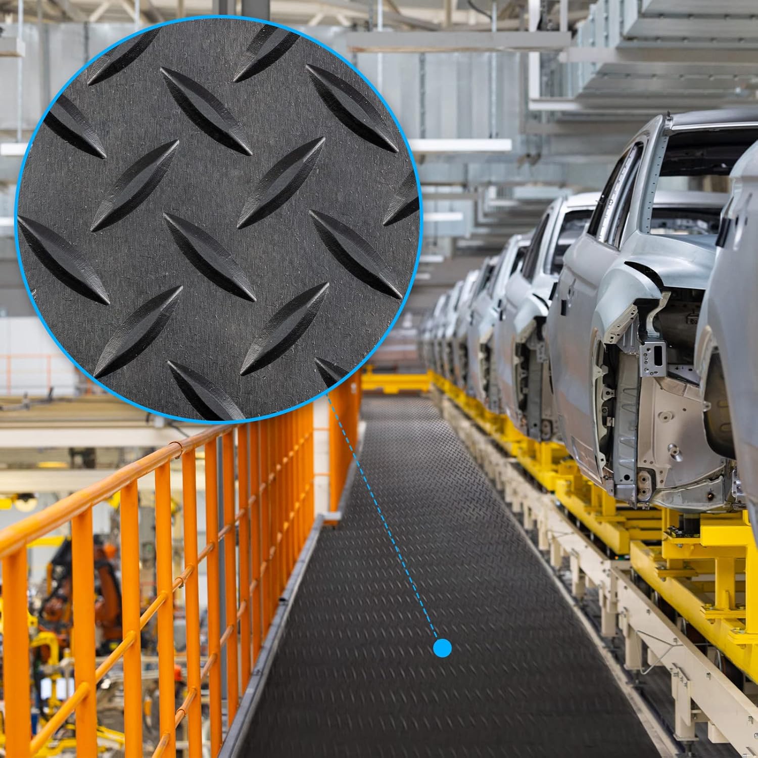 Diamond Pattern Heavy Duty Rubber Van Flooring Non-Slip, Impact Absorbing Prevents Scratches & Dents Excellent Sound Insulation Load Stabilisation - Image 3