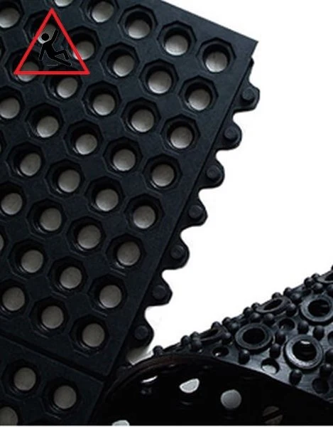 High Visibility Rubber Link Mats with Drainage Holes for Pool & Wet Areas - Image 13